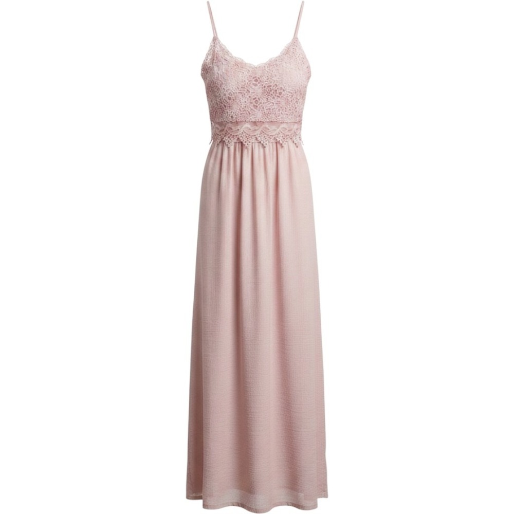 Maurices Lace Maxi Dress Pink Spaghetti Strap Flowy Womens Size M Summer Wedding